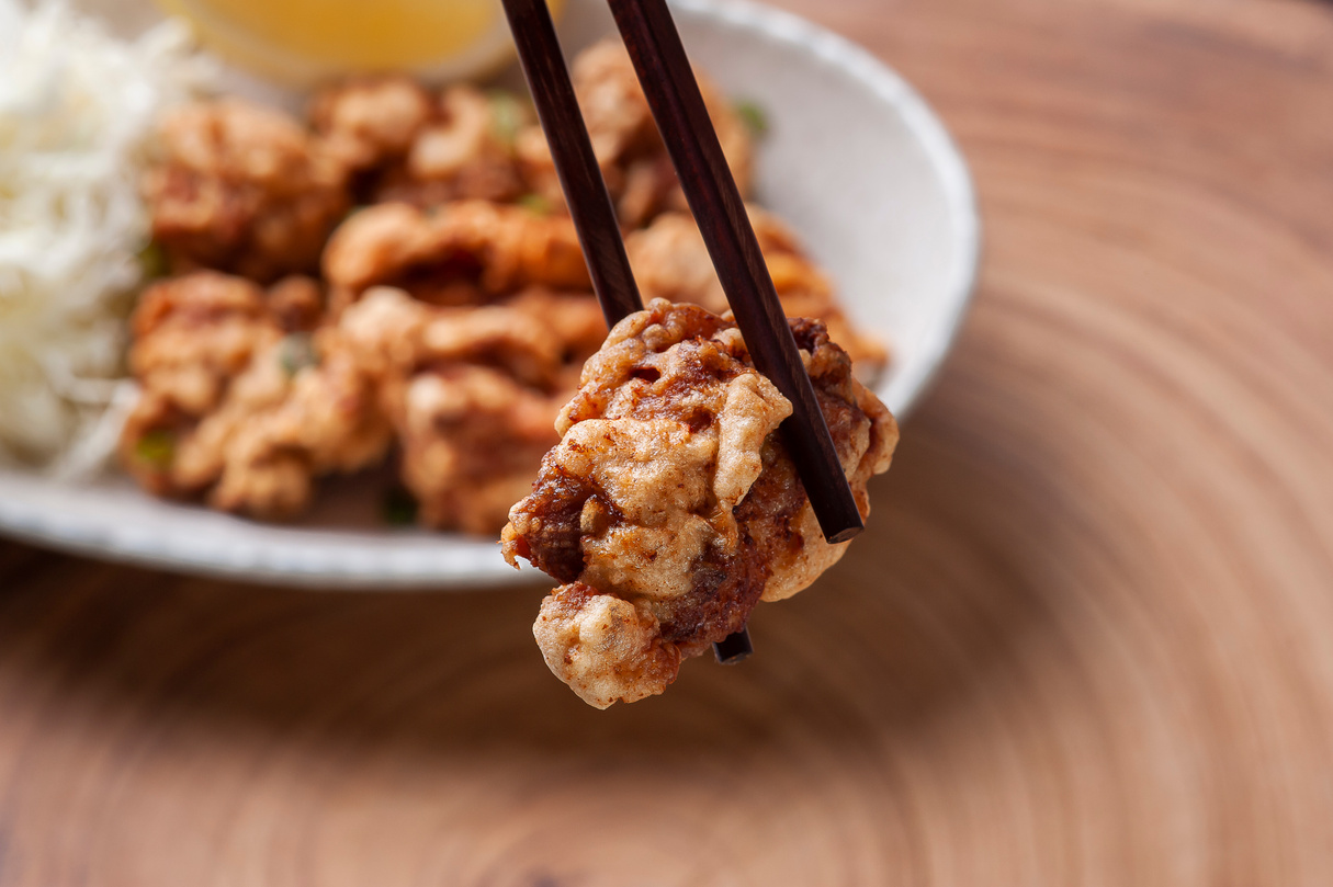 Karaage. Typical Japanese fried chicken.